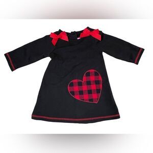 Goodlad Black Jersey Red Buffalo Plaid Accents Valentine Infant Dress sz 12 mont